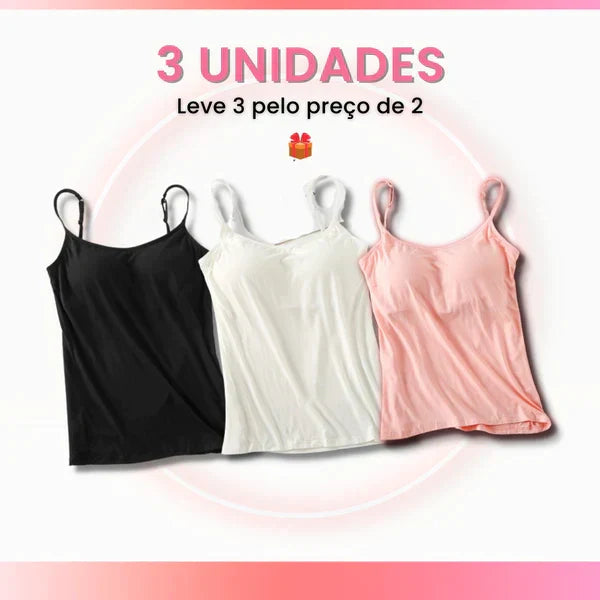 Kit de Blusinhas Regata com Sutiã embutido (Compre 3 Leve 5)